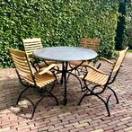 * Landelijke tuinstoelen Teak & IJzer hardsteen tuintafel, Tuin en Terras, Tuinsets en Loungesets, Nieuw, Ophalen of Verzenden