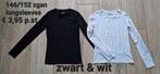 146/152 Zgan zwarte en witte longsleeve, Ophalen of Verzenden, Zo goed als nieuw, Shirt of Longsleeve