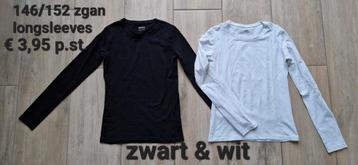 146/152 Zgan zwarte en witte longsleeve  beschikbaar voor biedingen