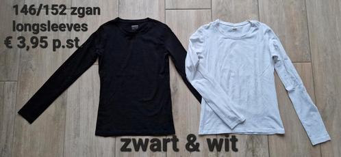 146/152 Zgan zwarte en witte longsleeve, Kinderen en Baby's, Kinderkleding | Maat 146, Zo goed als nieuw, Shirt of Longsleeve