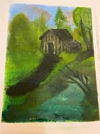 Schilderij van een huisje in het bos, Ophalen