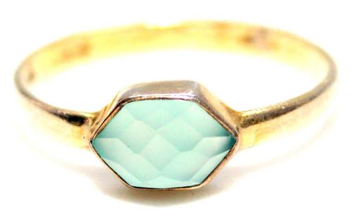 Schitterende Verguld Sterling Zilver Chrysopraas Ring, Sieraden, Tassen en Uiterlijk, Antieke sieraden, Ring, Zilver, Met edelsteen