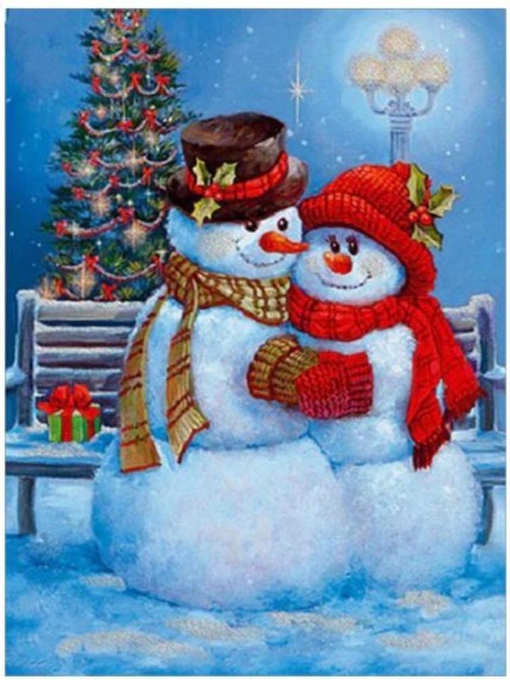 Diamond painting Kerst 14 Sneeuwpop koppel (Box D - 37, 38), Hobby en Vrije tijd, Knutselen, Nieuw, Knutselwerk, Ophalen