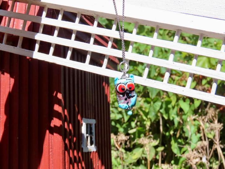 Handgemaakt hanger van glas - kat. “Wachter van de ketting”, Sieraden, Tassen en Uiterlijk, Bedels, Nieuw, Overige merken, Glas of Kristal