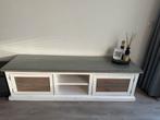 Tv meubel wit wash met grijs blad en glasplaat, Huis en Inrichting, Complete inboedels, Ophalen of Verzenden