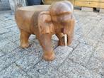 mooie grote handgemaakte teak hout olifant /tafeltje, Antiek en Kunst, Ophalen of Verzenden