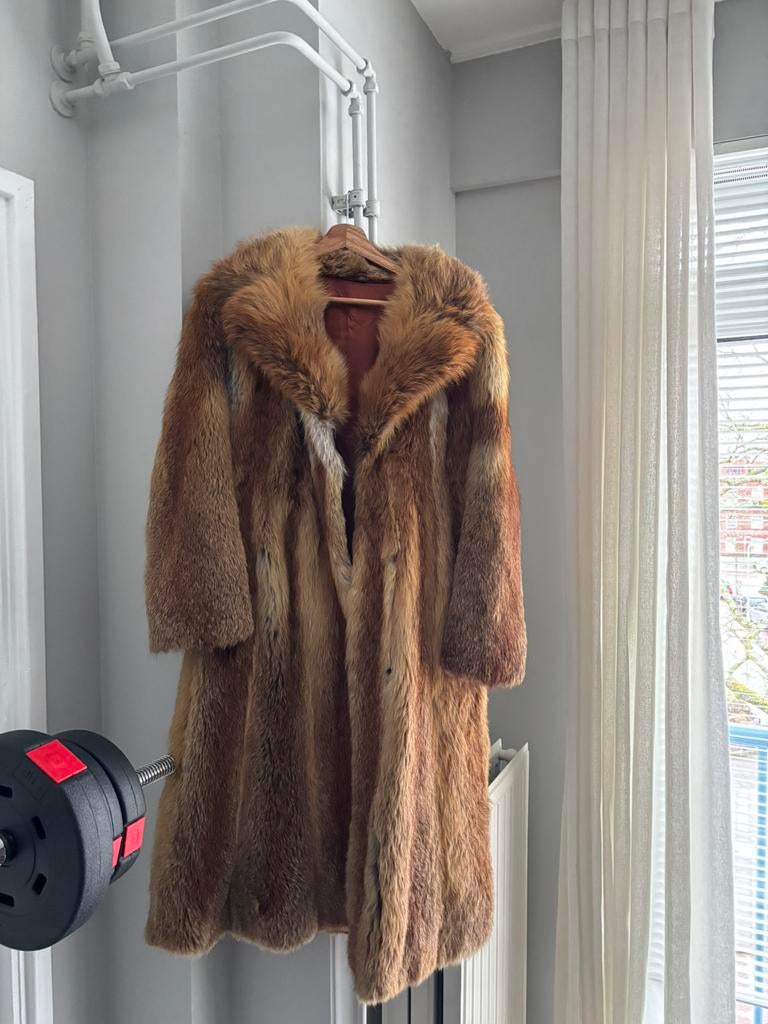 Vintage echte coyote bont fur lang, Kleding | Dames, Jassen | Winter, Zo goed als nieuw, Maat 38/40 (M), Bruin, Ophalen of Verzenden