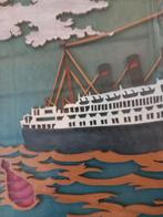 Schilderij schip houtsnijwerk figuurzaagkunst 57x40cm, Antiek en Kunst, Kunst | Beelden en Houtsnijwerken, Ophalen