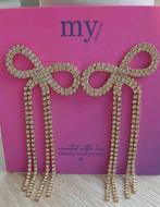 Statement strik oorbellen MyJewellery, Ophalen of Verzenden, Nieuw, Goud, Met strass