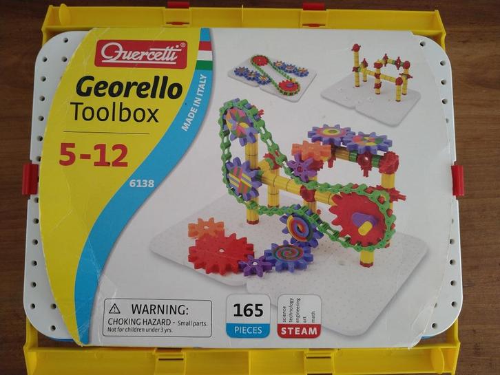 Quercetti Goesello Toolbox Bouw Tandwielen 5-12 Sint, Kinderen en Baby's, Speelgoed | Bouwstenen, Zo goed als nieuw, Overige merken