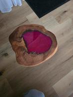Boomstam tafeltje met epoxy - roze accent, Minder dan 55 cm, Gebruikt, Hout, Ophalen