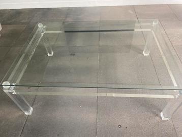 Mooie grote glazen Salontafel plexiglas 120 x 80 x 43 cm beschikbaar voor biedingen