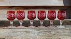 Set van 6 Kristal Rode Wijnglazen, Antiek en Kunst, Antiek | Glas en Kristal, Ophalen of Verzenden
