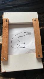 Zwart witte eend met houten frame zelf gemaakt, Ophalen of Verzenden