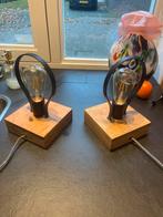 Set van 2 unieke houten tafellampen, Antiek en Kunst, Ophalen of Verzenden