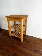 Drie stuks IKEA BAKVAM mobiele werktafel massief berkenhout, Huis en Inrichting, Ophalen, 55 tot 75 cm, Zo goed als nieuw, 60 cm of meer