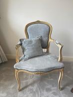 Barok fauteuil – goud met lichtgrijs velours, Ophalen