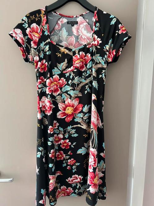 King Louie zomer jurk bloemen vogels, Kleding | Dames, Jurken, Zo goed als nieuw, Maat 38/40 (M), Paars, Ophalen of Verzenden