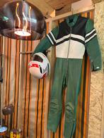 Vintage jaren 70 motor pak, groen zwart wit, Motoren, Kleding | Motorkleding, ?, Overall, ?, ?