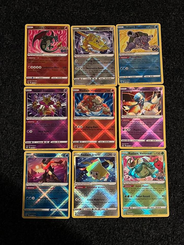 Pokémon 9 Radiant kaarten - Mint conditie, Hobby en Vrije tijd, Verzamelkaartspellen | Pokémon, Zo goed als nieuw, Meerdere kaarten
