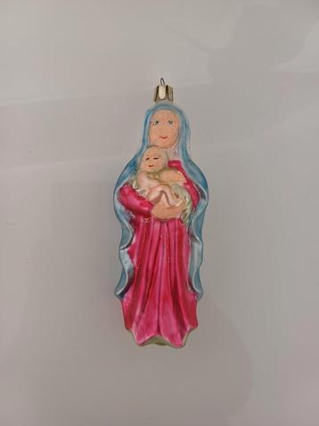 Oude vintage kerstbal van glas Maria en kind beschikbaar voor biedingen