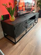Mangohout tv kast zwart, Overige houtsoorten, 150 tot 200 cm, Ophalen of Verzenden, Zo goed als nieuw