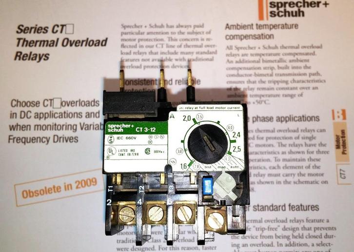 Overbelastingsrelais Sprecher Schuh CT 3-12 1.6A 2.1A 2.5A, Doe-het-zelf en Verbouw, Elektra en Kabels, Gebruikt, Schakelaar, Ophalen of Verzenden