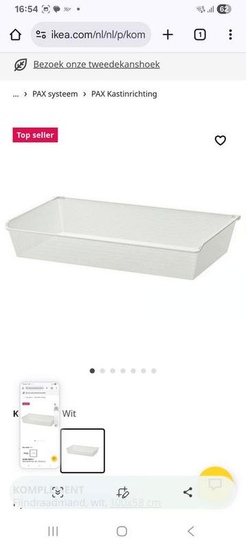 Ikea draadmand komplement pax wit 100x58 met geleiders. - afbeelding 1