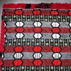 Vintage oude wollen deken rood groen grijs Kerst Noël, Ophalen of Verzenden, Gebruikt