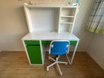 IKEA MICKE bureau + draaistoel + magneet-whiteboard kastwand, Ophalen, Gebruikt, Tafel(s) en Stoel(en)