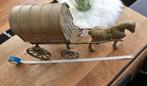 Bronzen - - messing paard en wagen - vintage brons, Verzenden, Brons