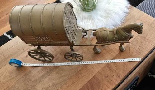 Bronzen - - messing paard en wagen - vintage brons, Antiek en Kunst, Antiek | Koper en Brons, Brons, Verzenden
