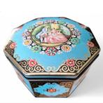 Vintage 8 hoekig blik turqoise blauw en Victoriaans plaatje, Ophalen of Verzenden, Gebruikt, Overige