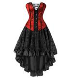 Rood zwarte victoriaanse korset jurk gothic middeleeuwse, Kleding | Dames, Verzenden, Nieuw, Historisch, Kleding