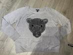 H&M grijze panter sweater trui met studs steentjes mt M, Maat 38/40 (M), H&M, Ophalen of Verzenden, Zo goed als nieuw