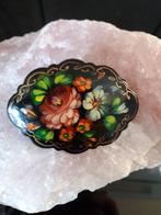 Ovale Russische lak Broche/Speld, Ophalen of Verzenden, Zo goed als nieuw, Zwart, Overige materialen