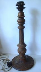 Stevige, bewerkte houten antieke lampenvoet, hoogte 50 cm, Antiek en Kunst, Ophalen of Verzenden