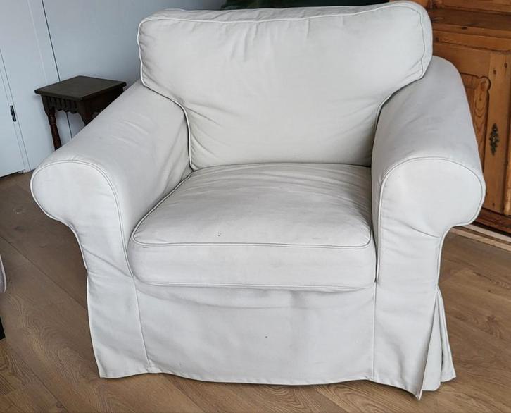 Leunstoel, stoel fauteuil Ektorp in licht beige., Huis en Inrichting, Fauteuils, Gebruikt, Stof, 100 tot 125 cm, 75 tot 100 cm