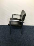 4 x Leren vergaderstoel met chrome vierpoot, Huis en Inrichting, Stoelen, Ophalen, Gebruikt, Zwart, Leer