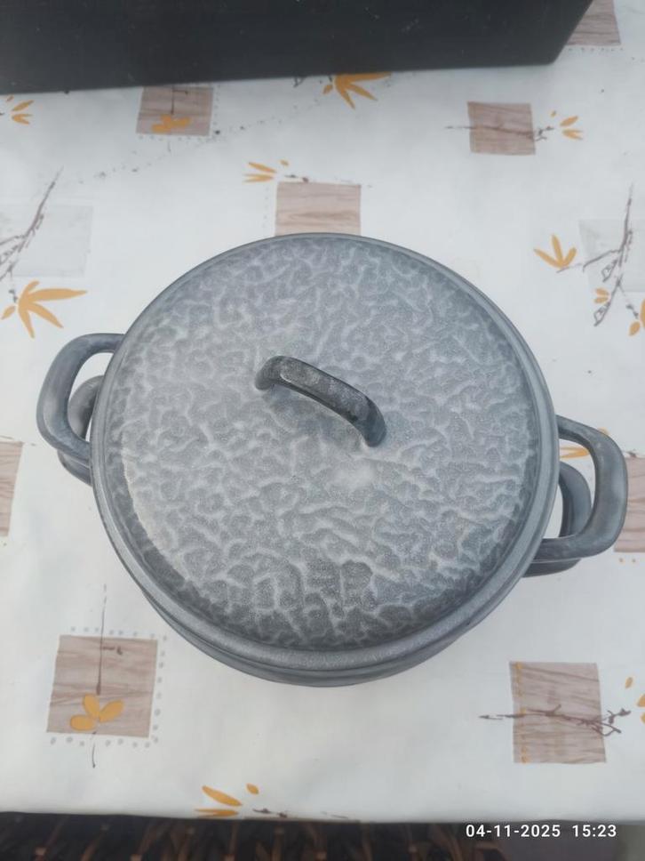 Emaille wolkjes pan stoompan vintage(3), Antiek en Kunst, Antiek | Emaille, Ophalen of Verzenden