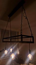 Stijlvolle hanglamp met metalen frame. 5 lichtpunten, Ophalen, Zo goed als nieuw, Hout, Industrieel