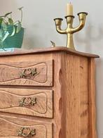 Vintage ladekast Deens eiken hout messing jaren 50/60/70, Huis en Inrichting, Kasten | Ladekasten, Ophalen, Gebruikt, 50 tot 100 cm