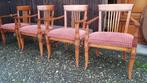 4 Schuitema Jugendstil eetkamer armstoelen kersenhout, Huis en Inrichting, Ophalen, Bruin