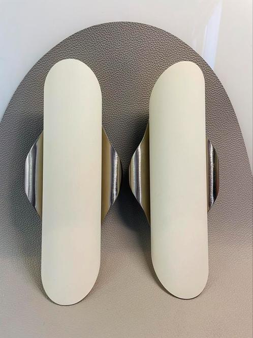 Set STEINHAUER Vintage Wandlampen Glas met RVS, Huis en Inrichting, Lampen | Wandlampen, Zo goed als nieuw, Glas, Metaal, Ophalen of Verzenden