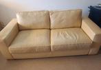Crème bank van kalfsleer, Ophalen, Gebruikt, Minder dan 75 cm, 150 tot 200 cm