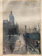 Eugène Lautral Originele ets “Marche aux Fleurs”, Antiek en Kunst, Ophalen of Verzenden