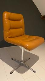 Cognac bureaustoel met chroom onderstel - alleen ophalen, Ophalen, Gebruikt, Bruin, Metaal