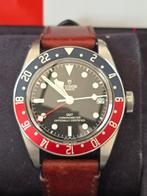 Tudor Black Bay GMT Pepsi Compleet, Overige merken, Leer, Staal, Polshorloge