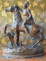 Edelman op paard mooi antiek beeld uit Frankrijk 41 cm. 1900, Antiek en Kunst, Ophalen of Verzenden