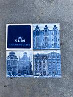 4 kleine delfsblauwe tegeltjes, onderzetters, KLM, Ophalen of Verzenden
